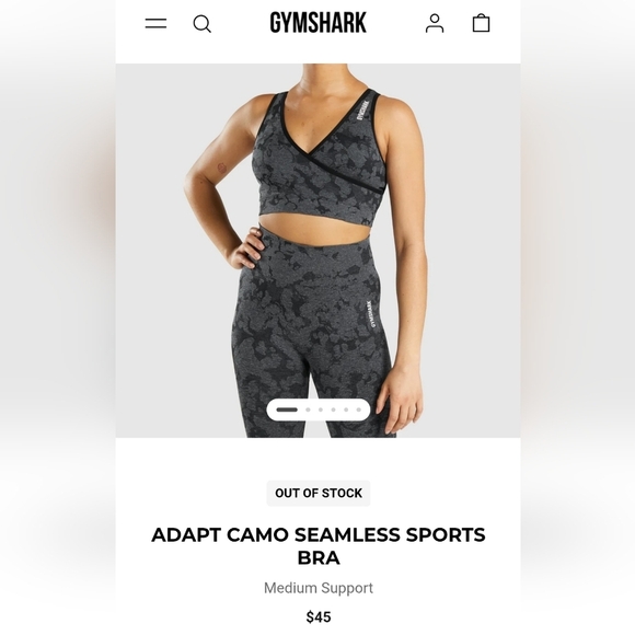 Gymshark Charcoal Camo Sports Bra - Picture 5 of 5